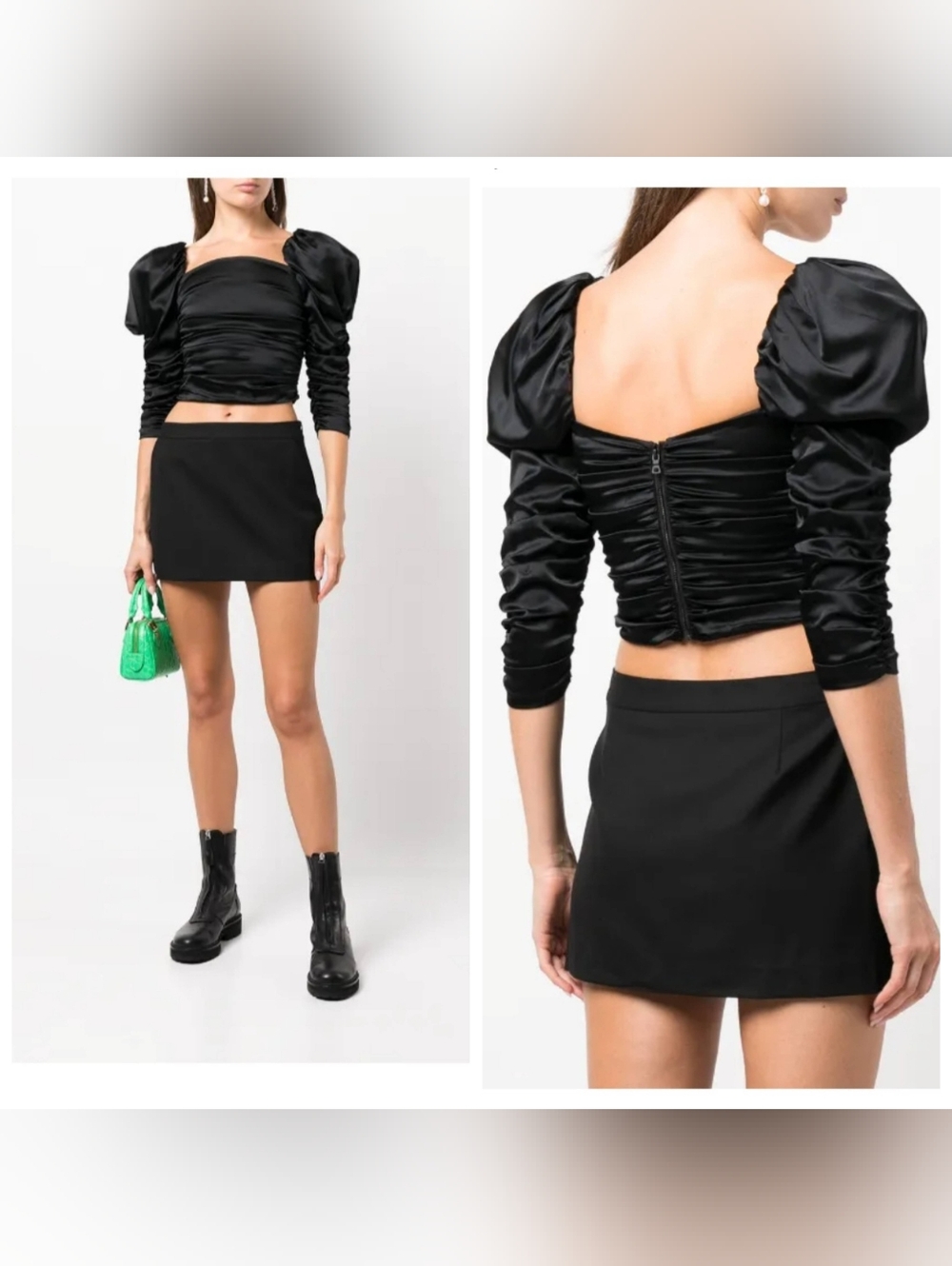 Alice + Olivia Katrice ruched puff-sleeve top size 0 $495 - Picture 16 of 16